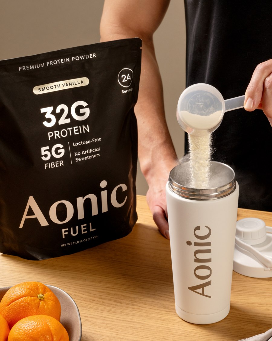 Aonic Fuel protein powder in a lifestyle setting